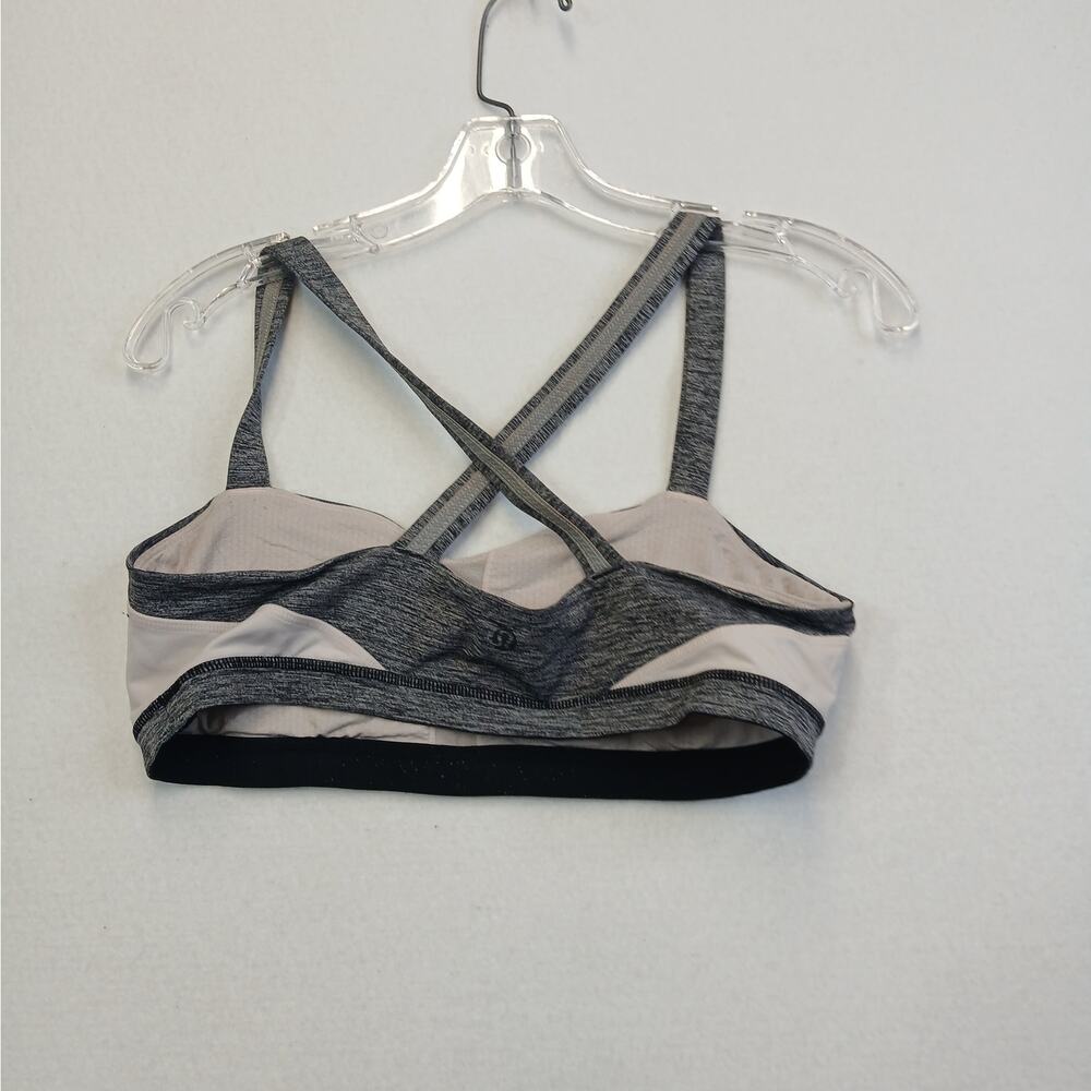 Lululemon Womens 10 Heathered Gray Strappy Crisscross Back Sports Bra - Picture 4 of 10
